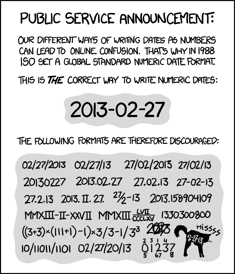 xkcd 1179. A fun comic about data formats!